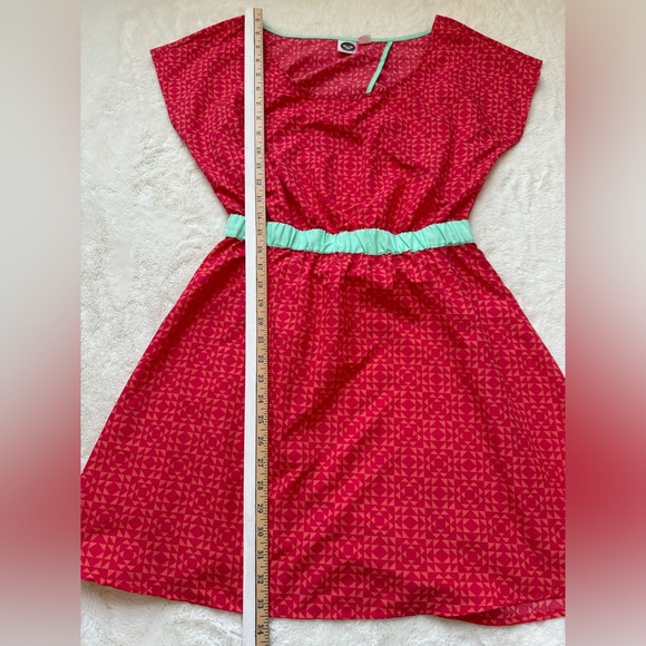 ❌SOLD❌Roxy Dress Teen's Large Red Geometric Mini Back Cutout Short Sleeve Swim - Picture 11 of 14